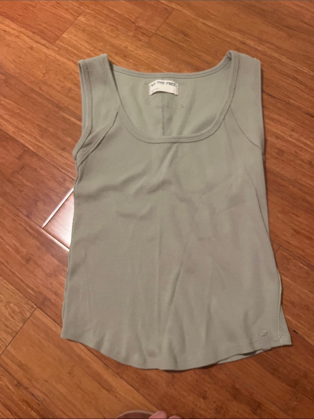 Free People Ribbed Scoop Tank in Sage Green